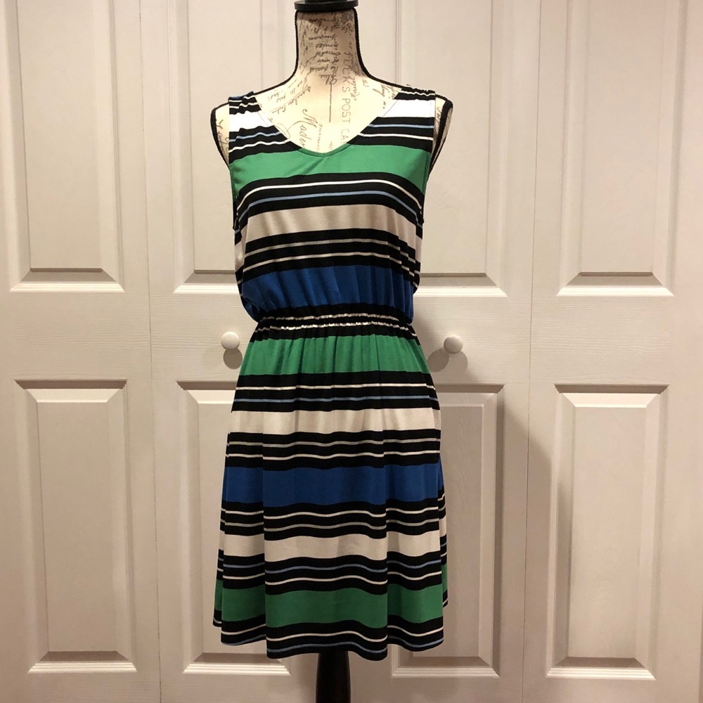 Green Navy & black Sleeveless Dress EUC
